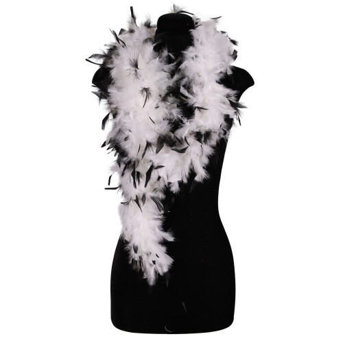 20's Feather Boa - White / Black Deluxe