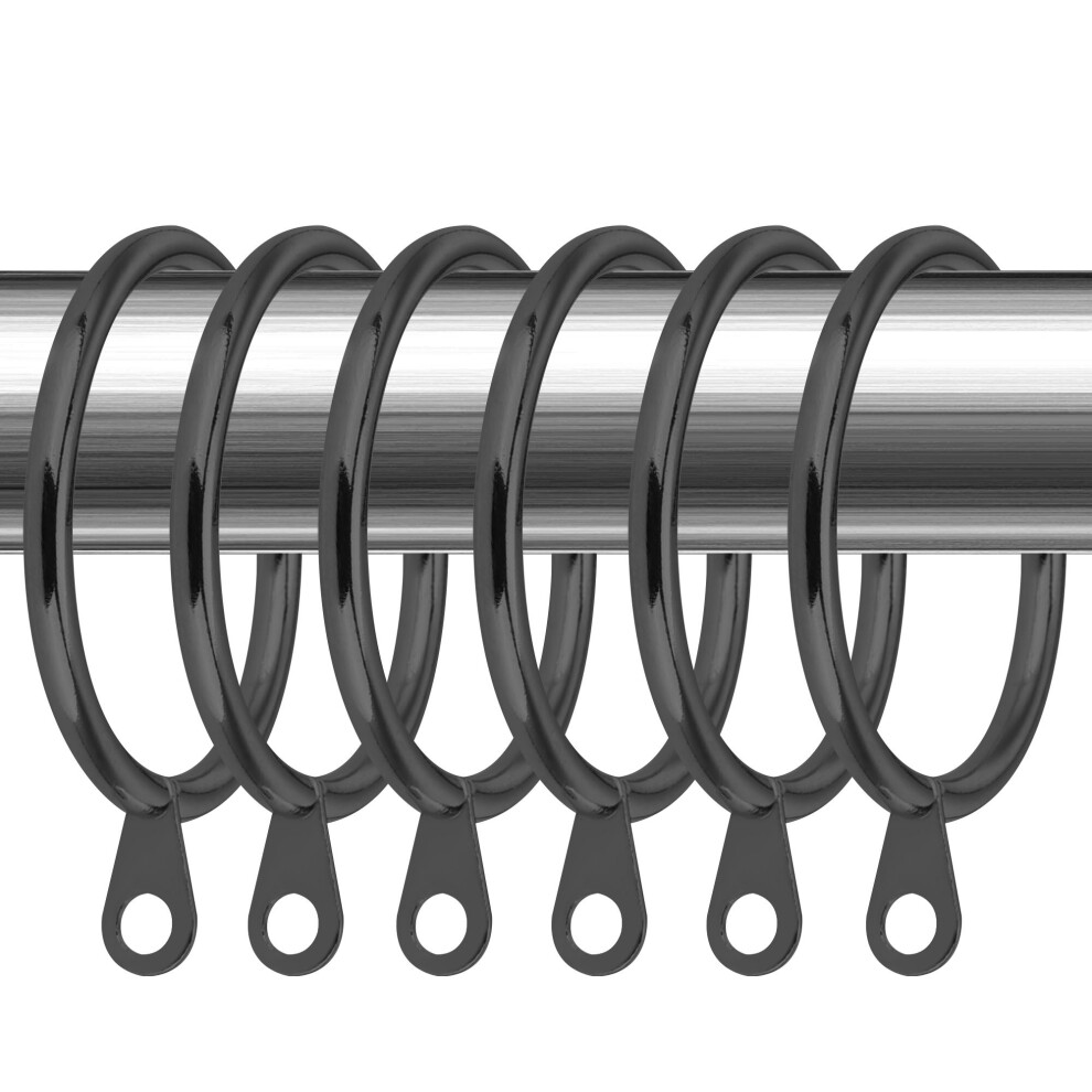 (Black) Metal Curtain Hanging Rings For Pole Rod Voile Net