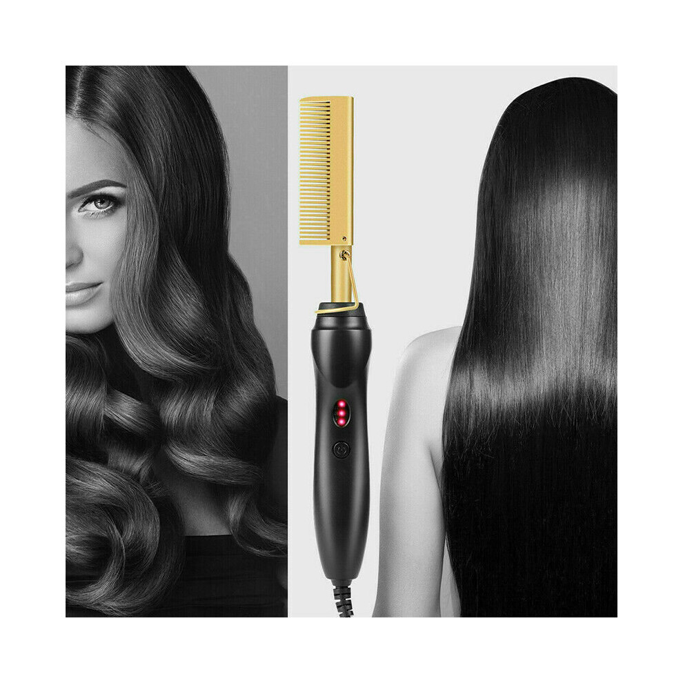 Electric Hair Curler Iron Straightener Copper Hot Comb Hair Curling Tool