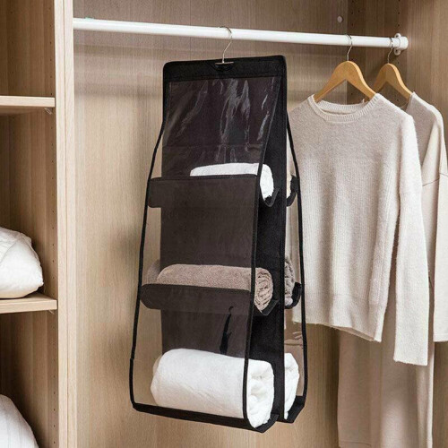 (Black) Hanging Wardrobe Handbag Organiser | Wardrobe Organiser