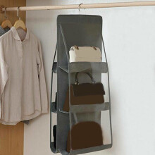 (Gray) Hanging Wardrobe Handbag Organiser | Wardrobe Organiser