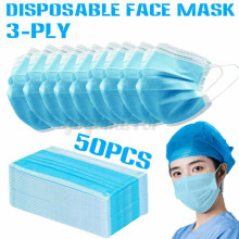 50 piezas de mascarillas quirúrgicas desechables de 3 capas para protección contra polvo, virus y gripe