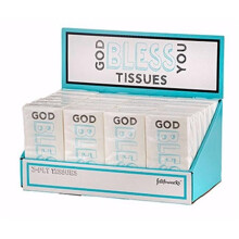 CB Gift 97157 Tissues - Pocket - God Bless You - Teal & White - 24 Pack of 10