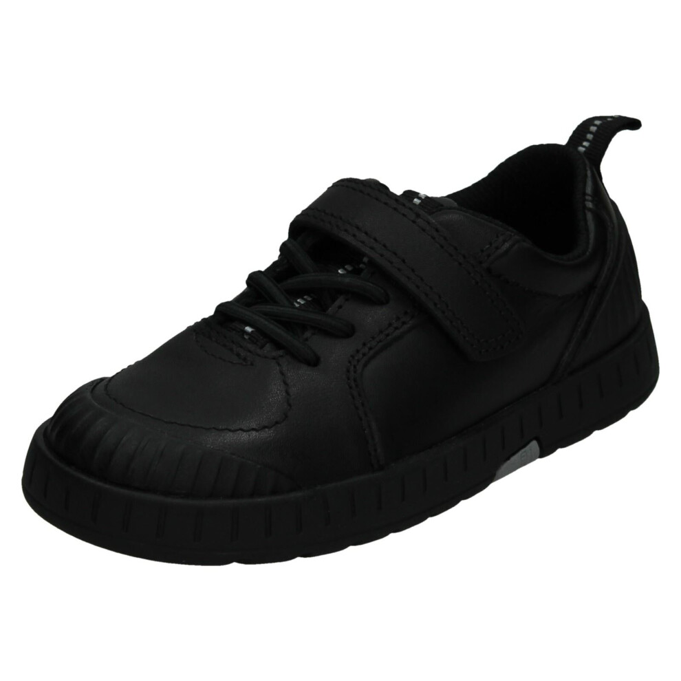 (Black, UK 9.5 Child) Boys Clarks School Shoes Apollo Step - F Fit