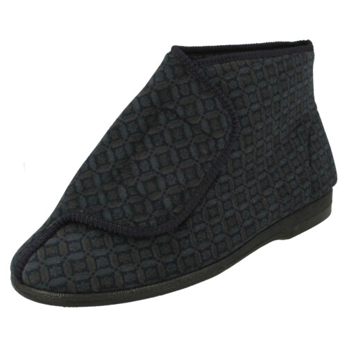 (Navy, UK 8) Mens Balmoral Hook And Loop Bootie Slippers MVB M46 1