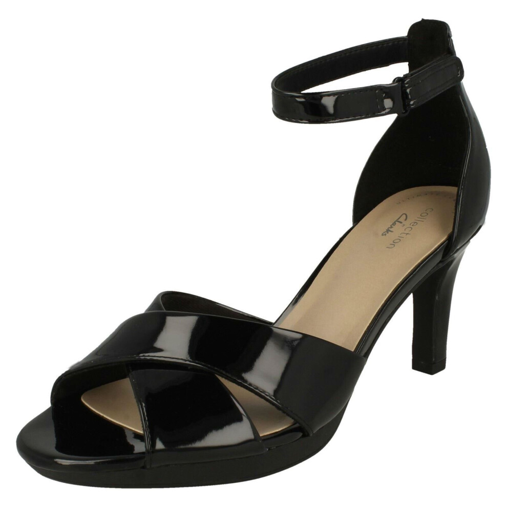 (Black, UK 6.5) Ladies Clarks Strappy Heeled Sandals Adriel Cove - D Fit