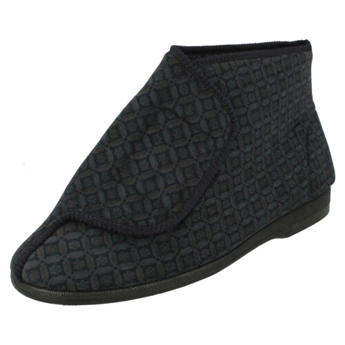 (Navy, UK 7) Mens Balmoral Hook And Loop Bootie Slippers MVB M46 1