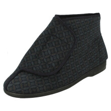(Navy, UK 7) Mens Balmoral Hook And Loop Bootie Slippers MVB M46