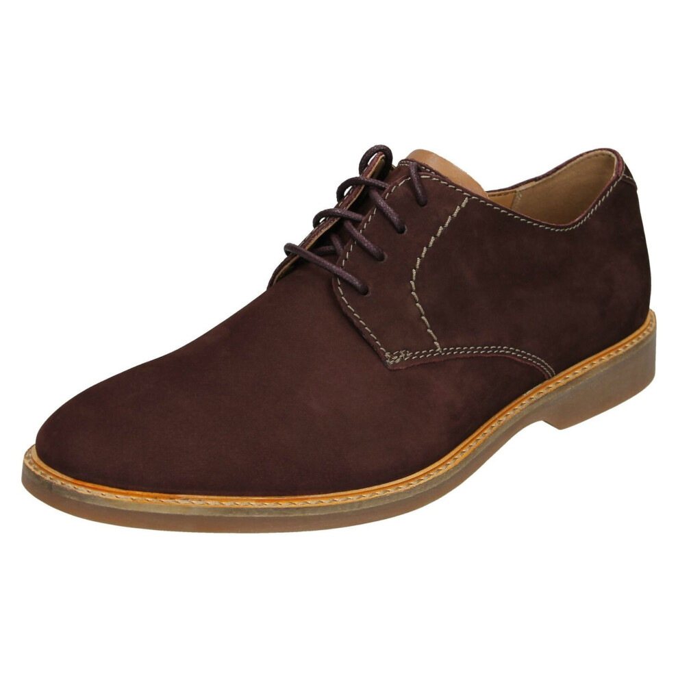 (Burgundy, UK 10) Mens Clarks Casual Lace Up Shoe Atticus Lace - G Fit