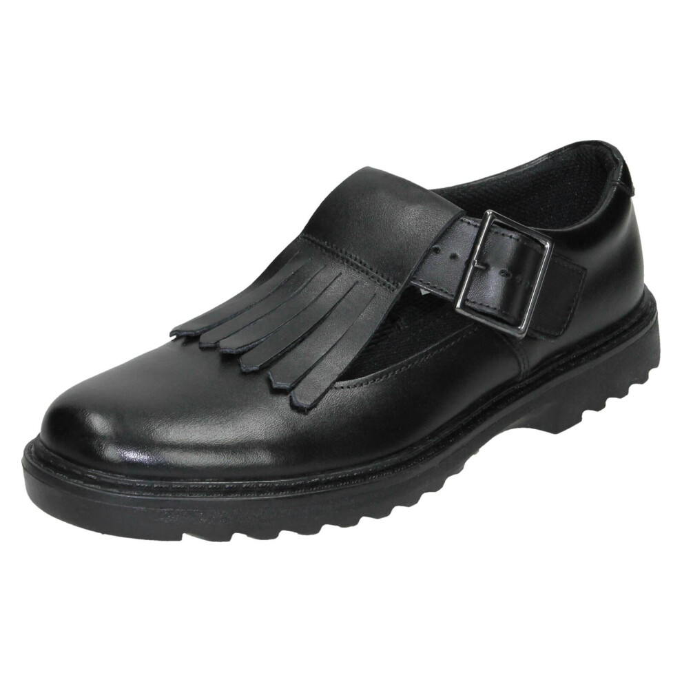 (Black, UK 4 Child) Girls Clarks Smart Buckled School Shoes Asher Verve - G Fit