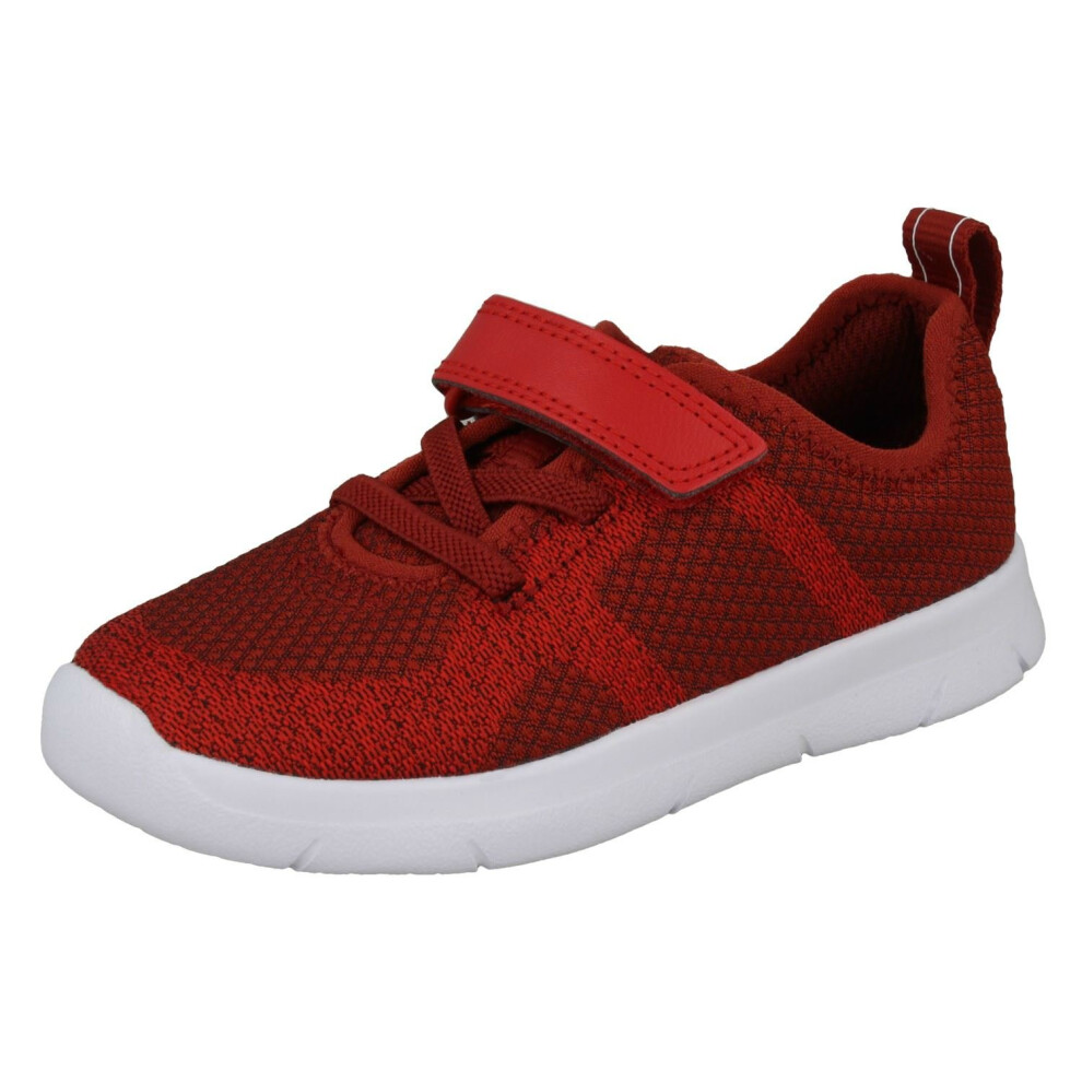 Clarks (Burgundy, Uk 4.5 Infant) Childrens Unisex Casual Trainers Ath Flux T - F Fit Red