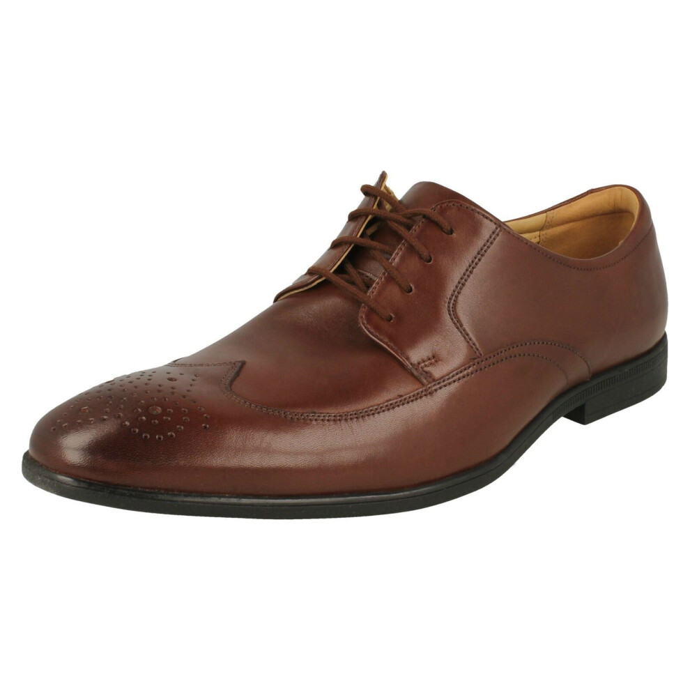 (Brown, UK 8) Mens Clarks Brogue Detailed Shoes Bampton Wing - G Fit