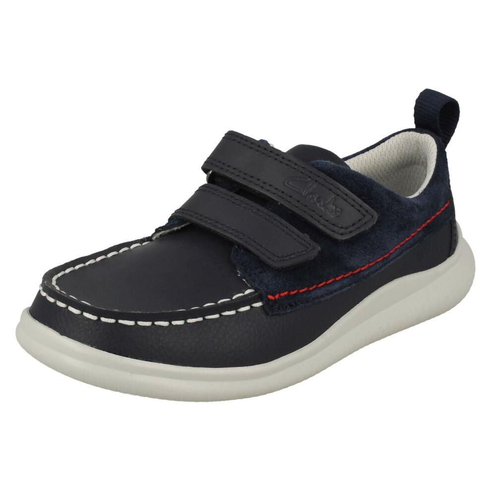 (Navy, UK 10 Child) Boys Clarks Casual Light Weight Shoes Cloud Art K - G Fit