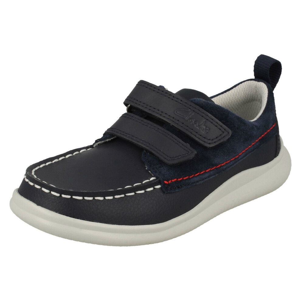 (Navy, UK 12.5 Child) Boys Clarks Casual Light Weight Shoes Cloud Art K - G Fit