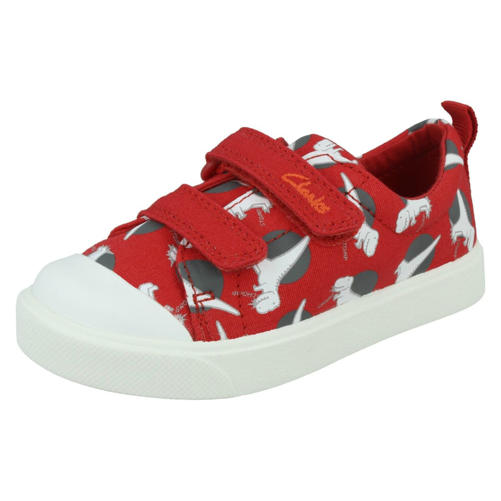 (Red, UK 7.5 Infant) Boys Clarks Casual Shoes City Bright - F Fit