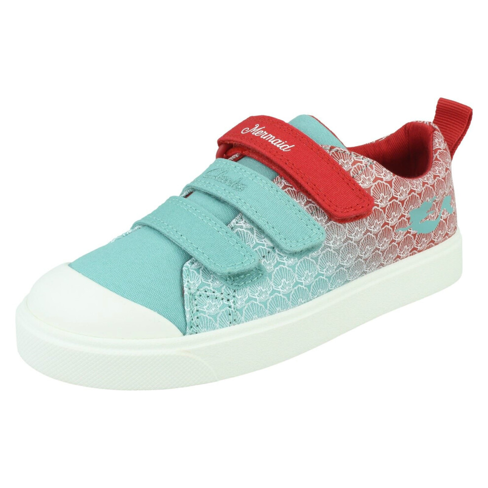 (Red, UK 12 Child) Girls Clarks Disney Little Mermaid Shoes City Shell K - G Fit