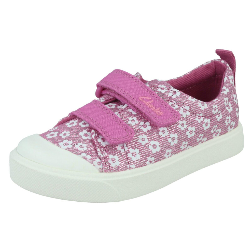 (Pink, UK 5.5 Infant) Girls Clarks Casual Shoes City Bright - F Fit