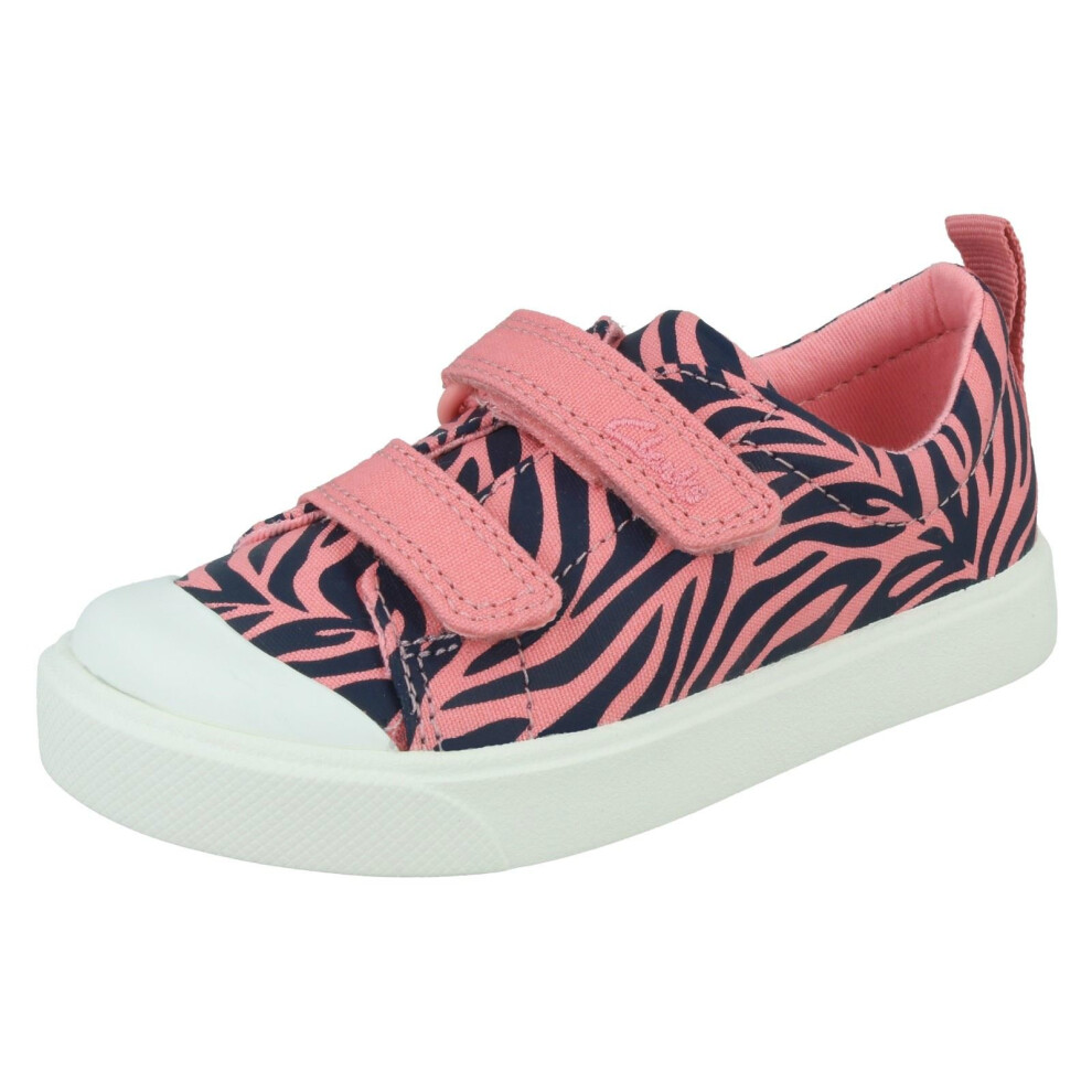 (Animal Print, UK 7.5 Infant) Girls Clarks Casual Shoes City Bright - F Fit