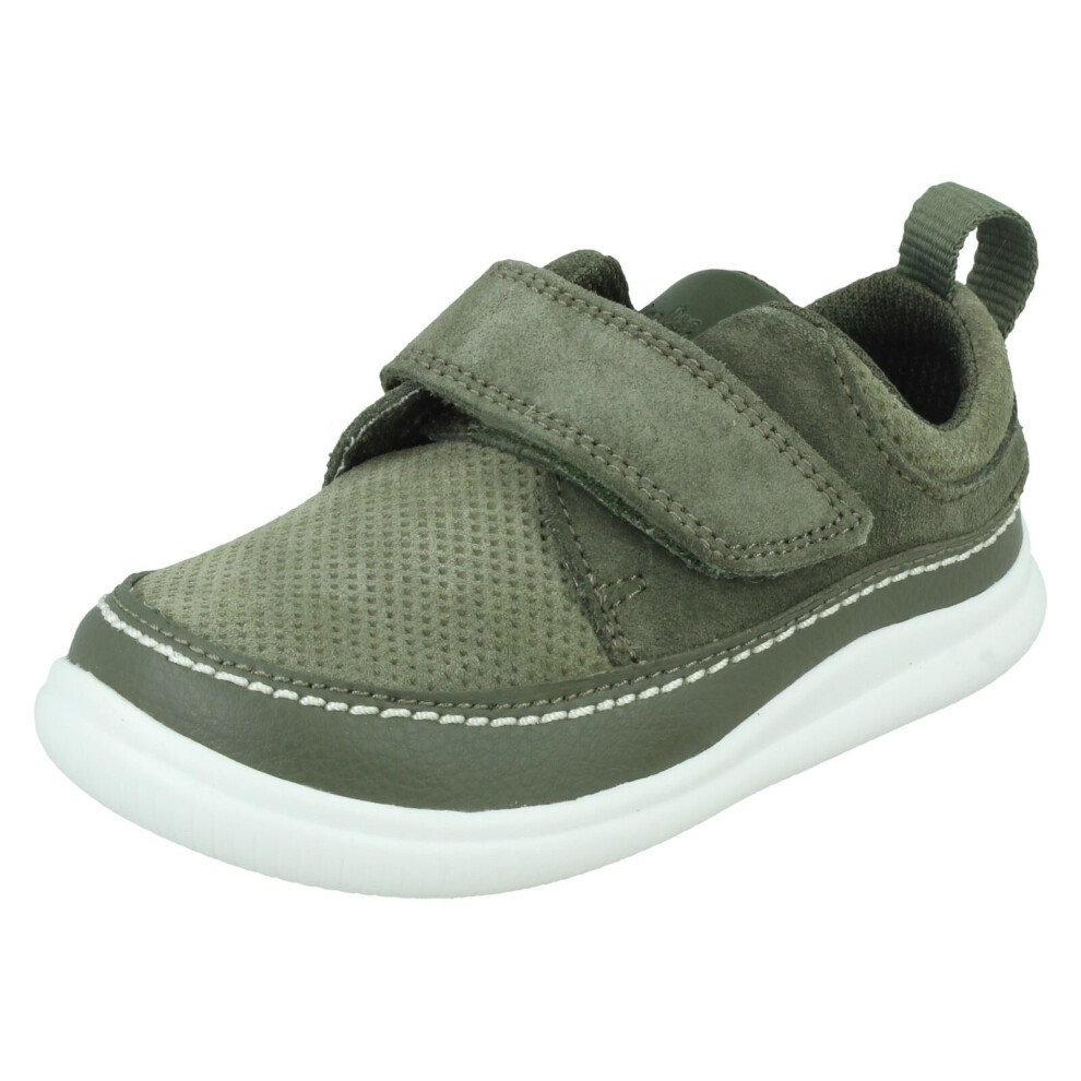 (Khaki, UK 4 Infant) Boys Clarks Hook and Loop Fastening Shoes Cloud Ember - G Fit