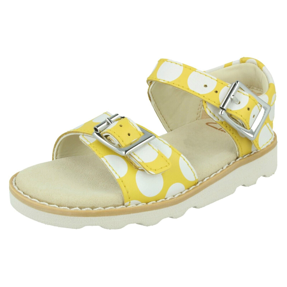 (Yellow, UK 9 Child) Girls Clarks Casual Summer Sandals Crown Bloom T - G Fit