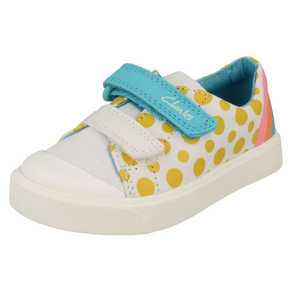 (White, UK 9 Child) Girls Clarks Casual Shoes City Bright - G Fit