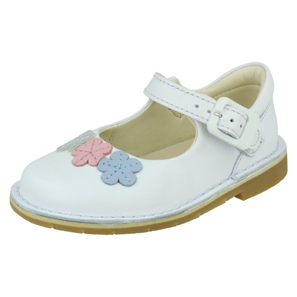 (White, UK 7.5 Infant) Girls Clarks Casual Shoes Comet Gem - F Fit