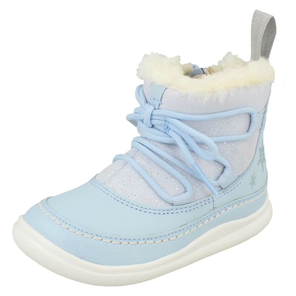 (Blue, UK 4 Infant) Girls Clarks DIsney Frozen Ankle Boots Cloud Throne - F Fit