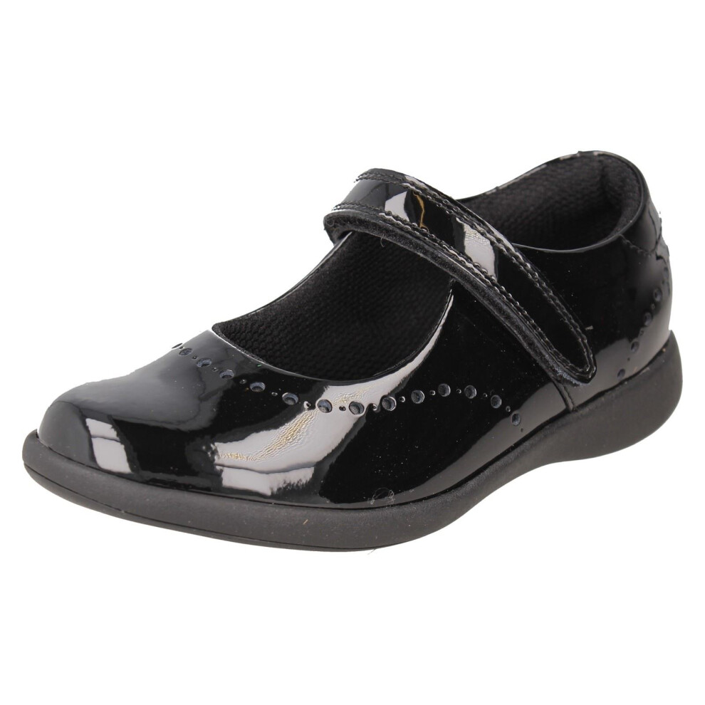 (Black, UK 11 Child) Girls Clarks Formal/School Shoes Etch Craft - F Fit