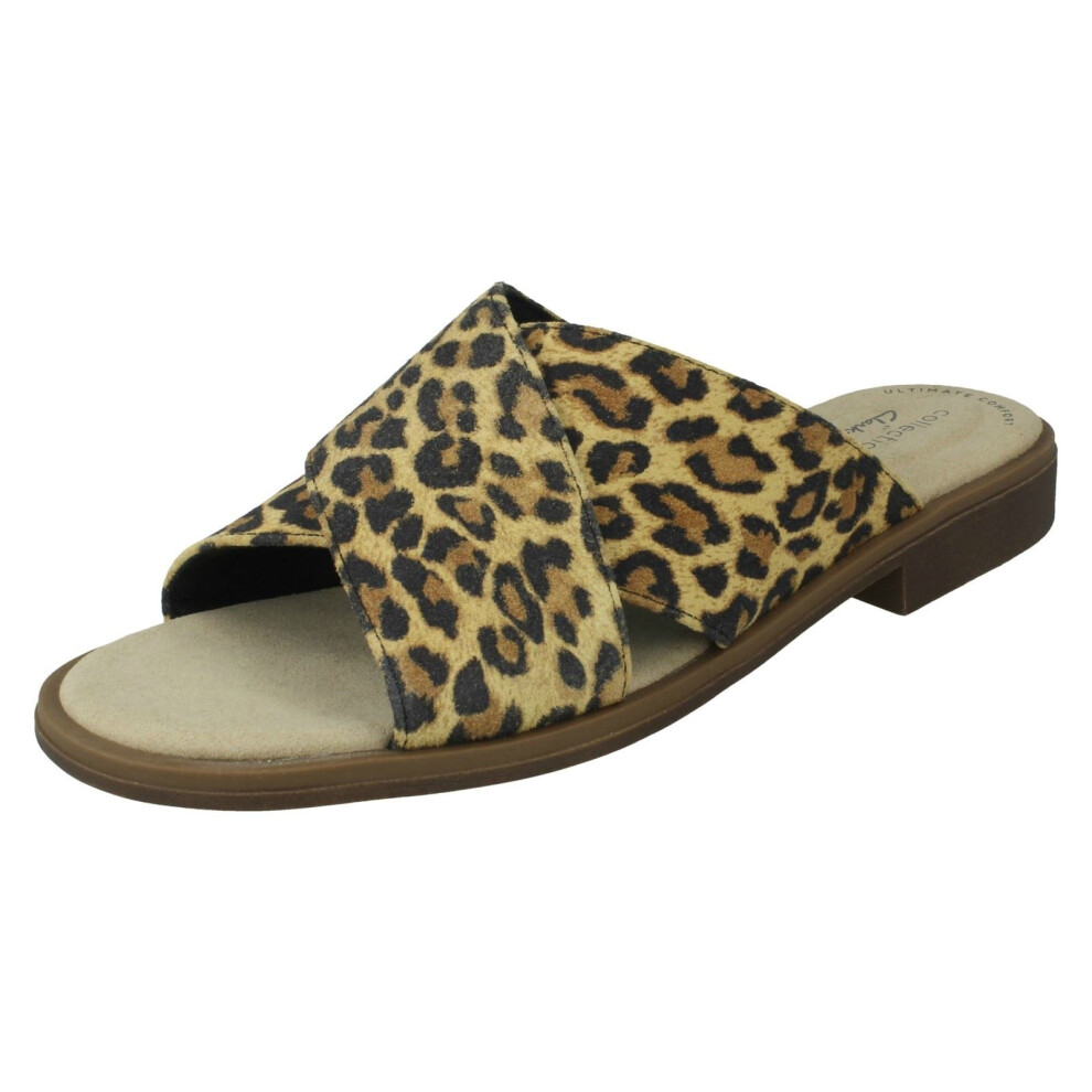 (Animal Print, UK 6) Ladies Clarks Slip On Summer Sandals Declan Ivy - D Fit