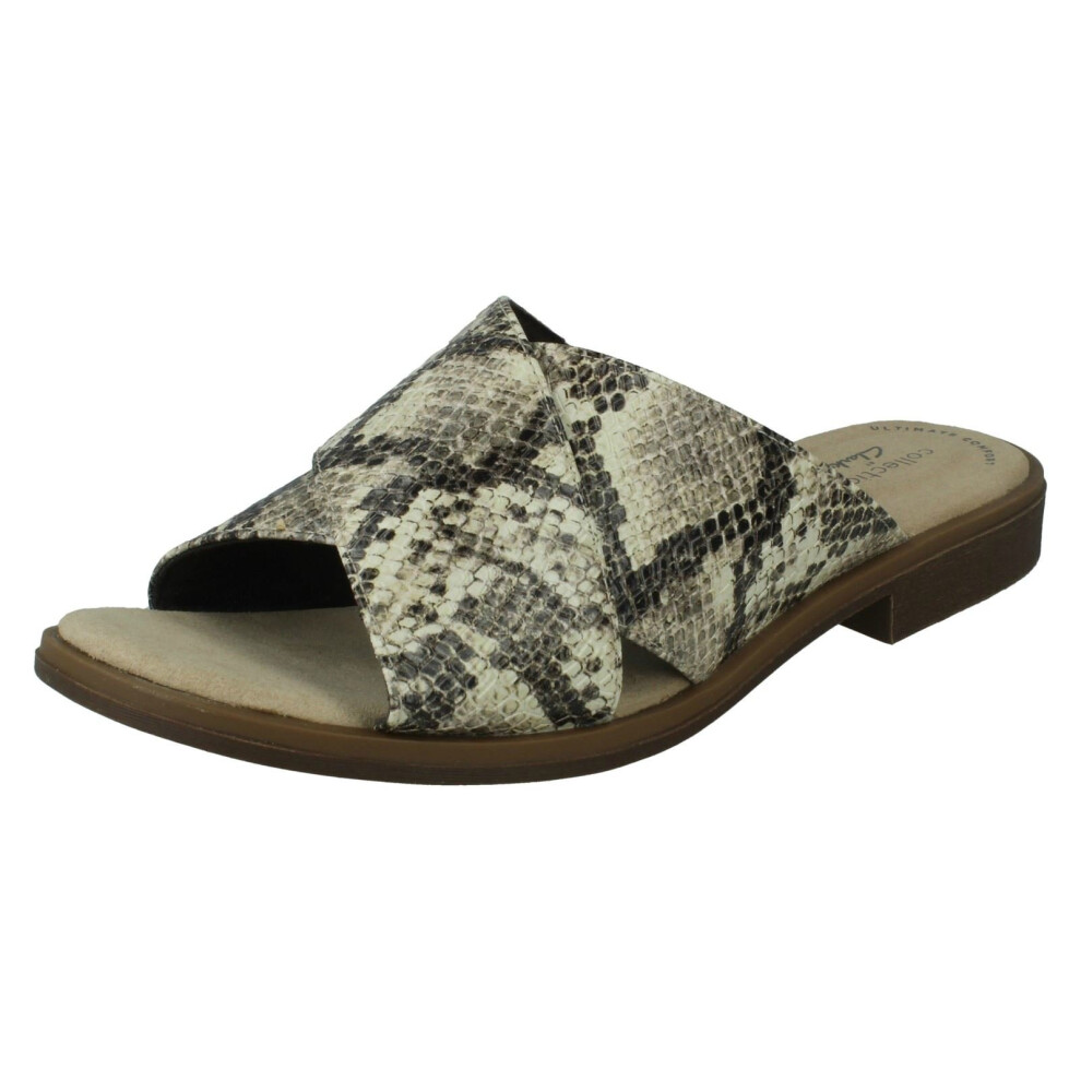 (Taupe, UK 5) Ladies Clarks Slip On Summer Sandals Declan Ivy - D Fit