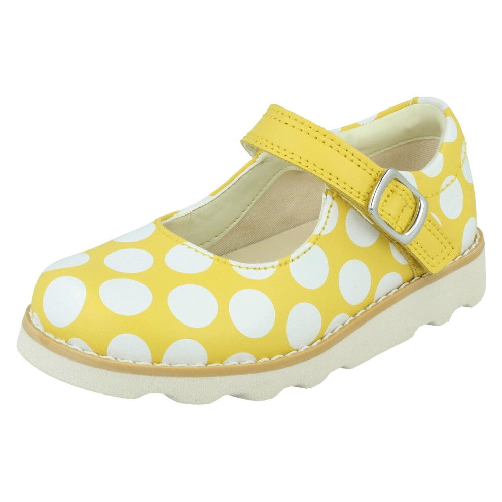 (Yellow, UK 9.5 Child) Girls Clarks Casual Shoes Crown Jump - G Fit