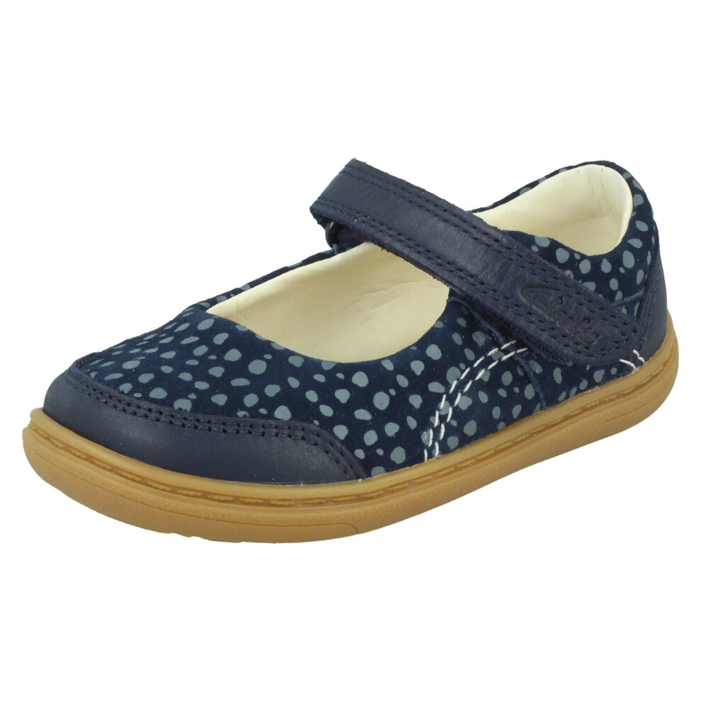 (Navy, UK 4.5 Infant) Girls Clarks Casual Shoes Flash Bright - F Fit