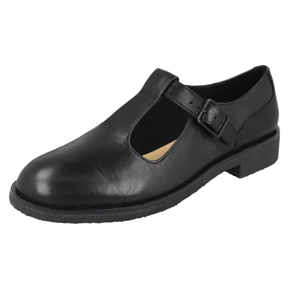 (Black, UK 5) Ladies Clarks T-Bar Heeled Shoes Griffin Town - D Fit