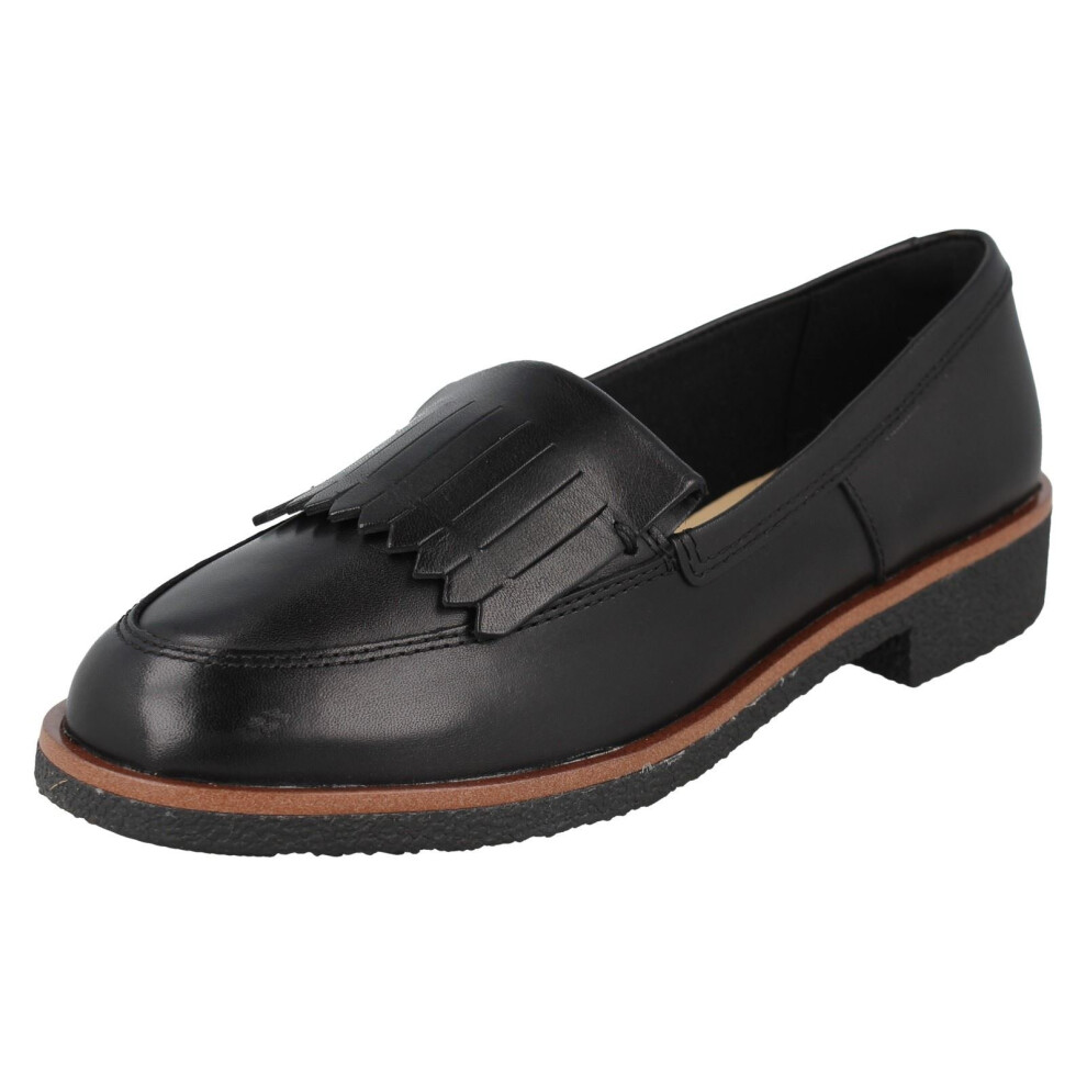 (Black, UK 3) Ladies Clarks Slip On Casual Shoes Griffin Kilt - D Fit