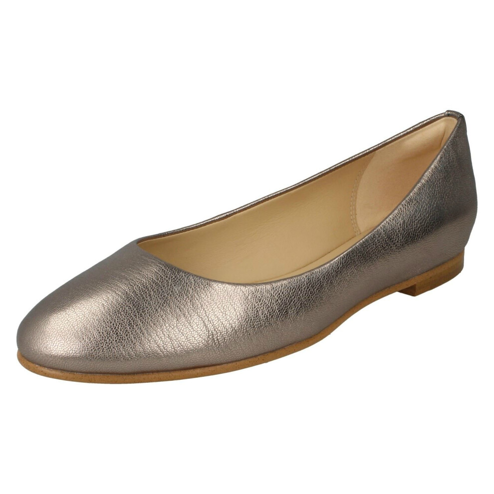 (Stone, UK 4) Ladies Clarks Ballerina Flats Grace Piper - D Fit