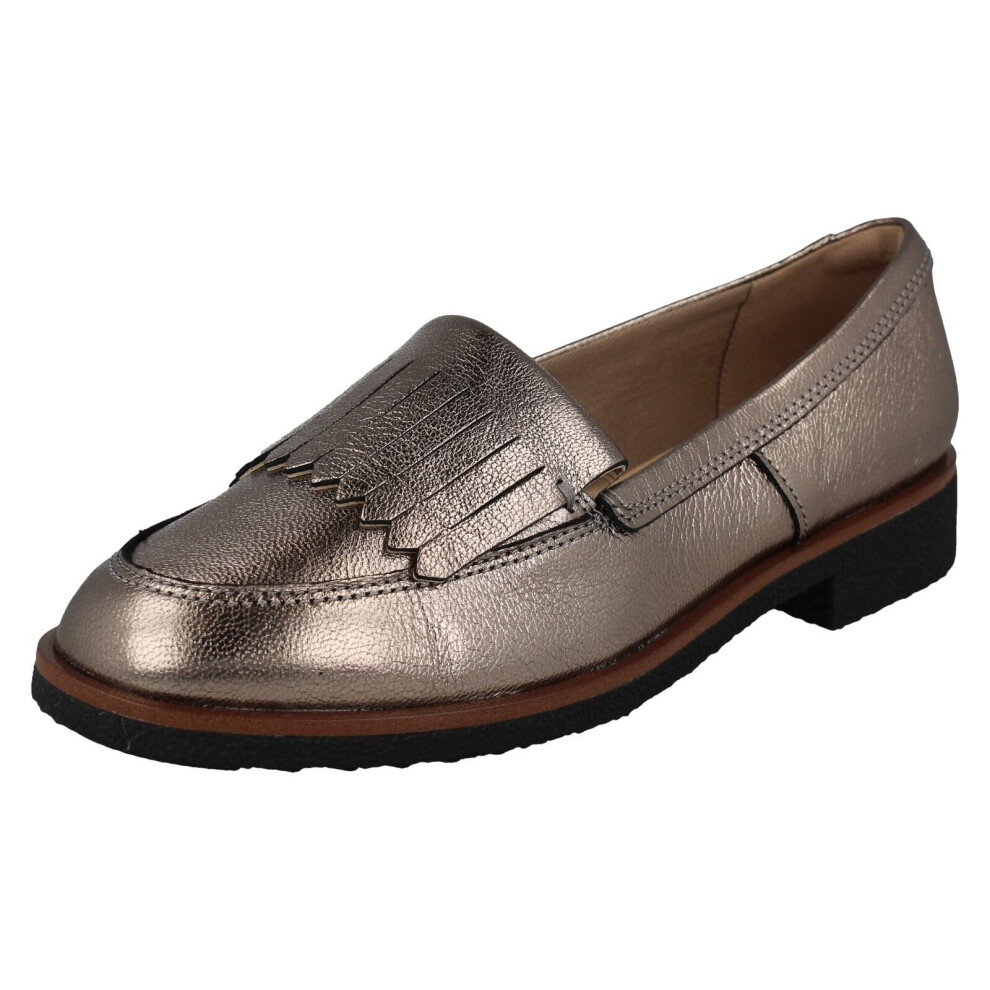 (Gold, UK 5) Ladies Clarks Slip On Casual Shoes Griffin Kilt - D Fit