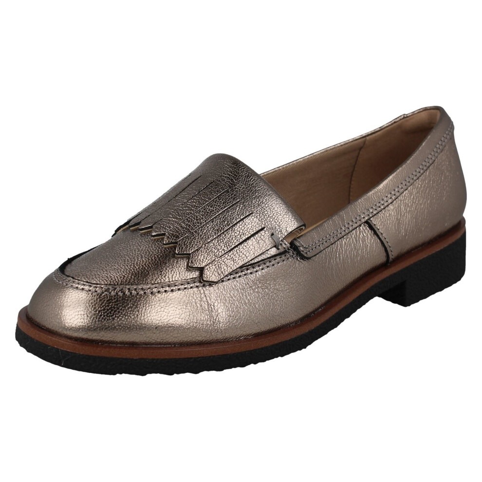 (Gold, UK 6) Ladies Clarks Slip On Casual Shoes Griffin Kilt - D Fit