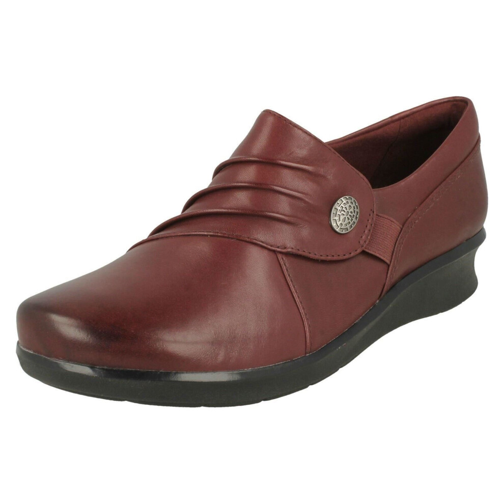 (Burgundy, UK 4) Ladies Clarks Wedge Heel Shoes Hope Roxanne - E Fit