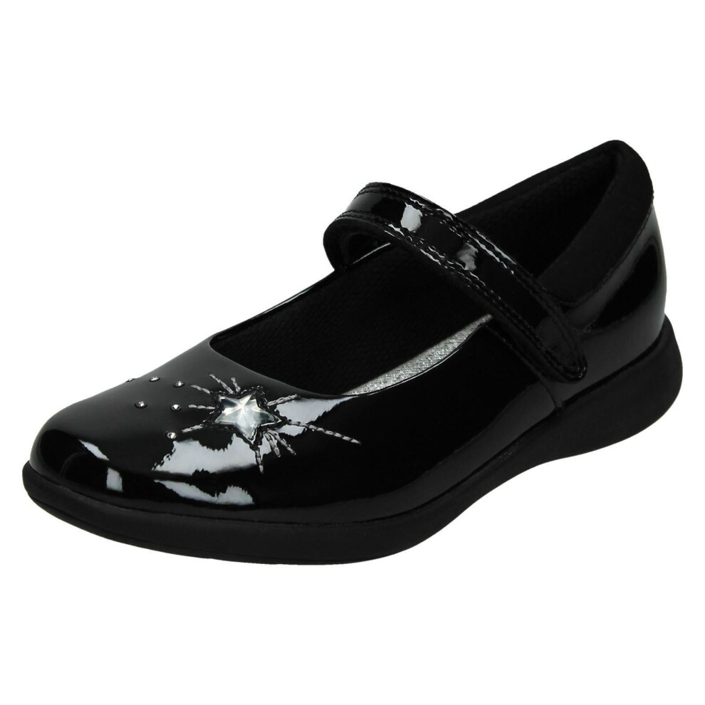 Clarks ( Patent, Uk 7.5 Infant) Girls Formal School Shoes Etch Spark - F Fit Black