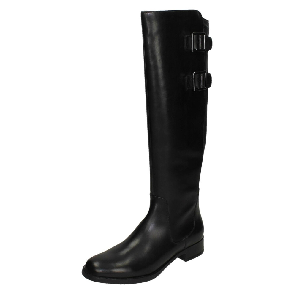 (Black, UK 4.5) Ladies Clarks Knee High Boots Netley Whirl - E Fit