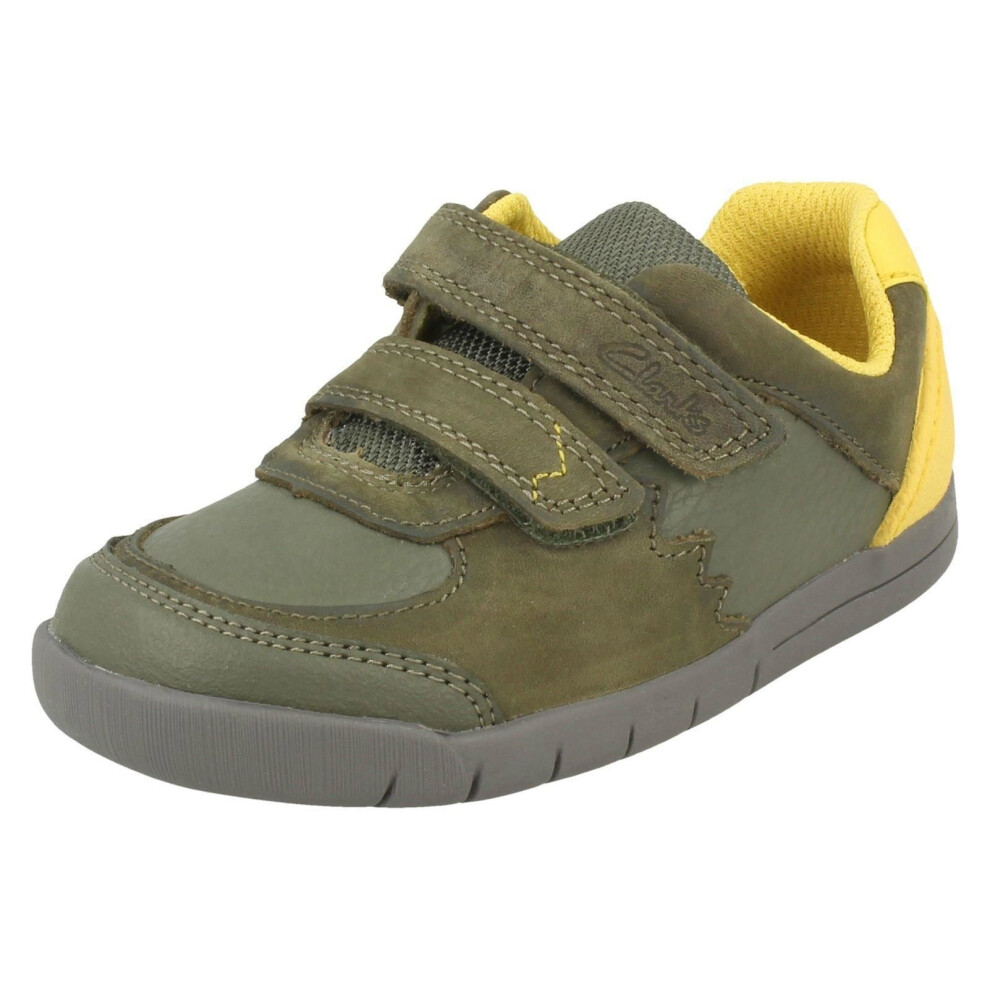 (Khaki, UK 4 Infant) Boys Clarks Casual Shoes Rex Quest T - H Fit