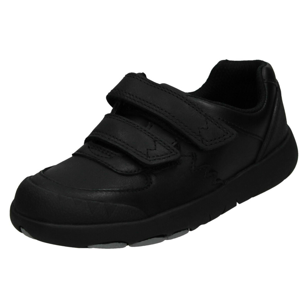 (Black, UK 7 Infant) Boys Clarks Smart Formal School Shoes Rex Pace - F Fit