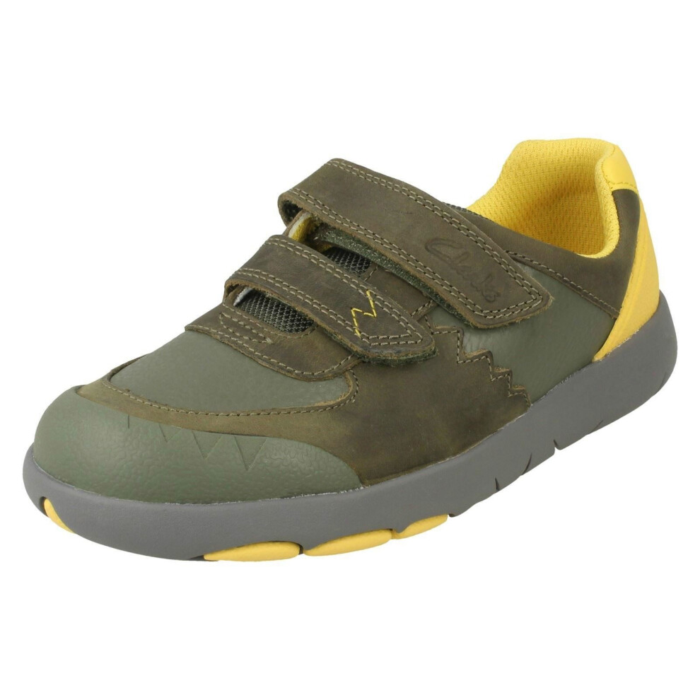 (Khaki, UK 10.5 Child) Boys Clarks Casual Shoes Rex Quest T