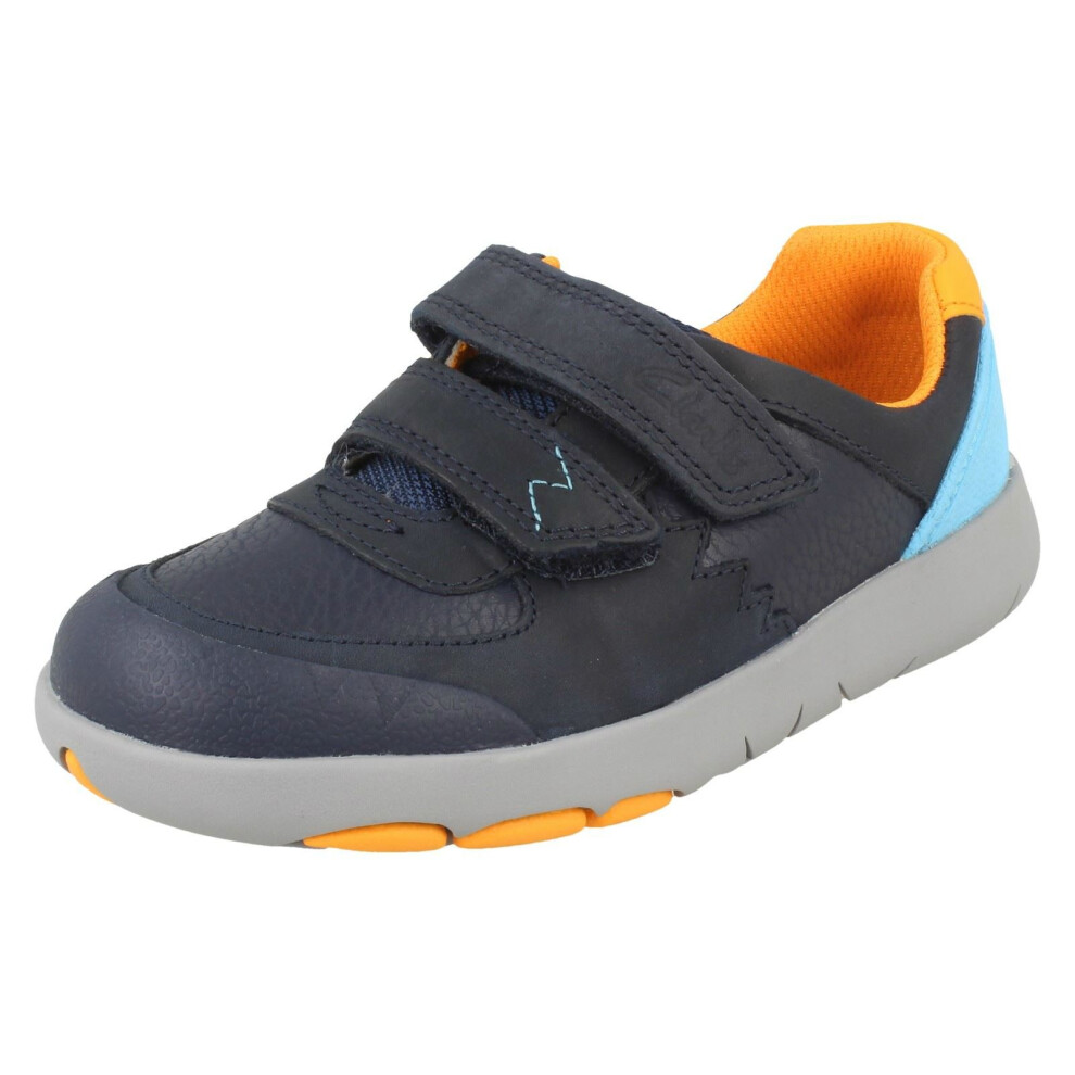 (Navy, UK 12 Child) Boys Clarks Casual Shoes Rex Quest T