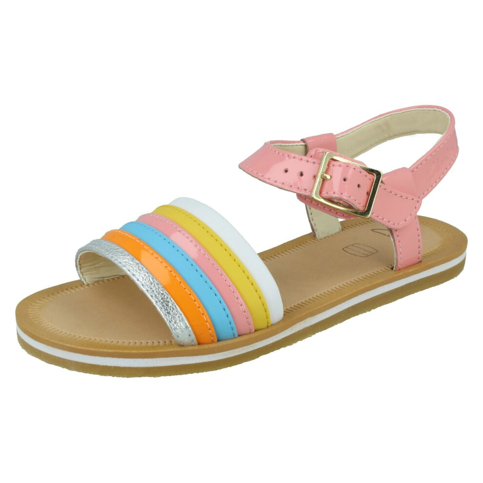 (Multi, UK 8.5 Child) Girls Clarks Casual Sandals Finch Stride - F Fit