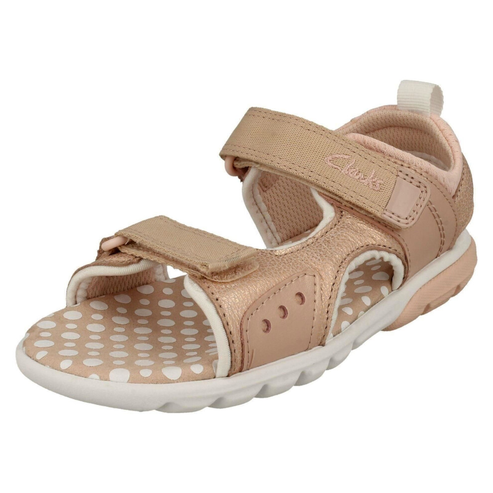 (Pink, UK 1 Child) Boys Clarks Hook And Loop Sandals Rocco Wave K - G Fit