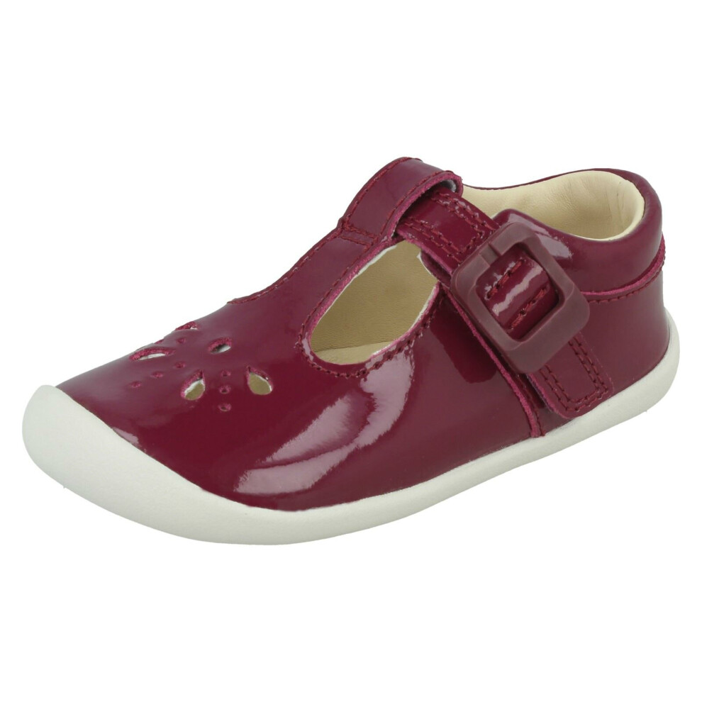 (Purple, UK 4.5 Infant) Girls Clarks Casual T-Bar Shoes Roamer Star - G Fit