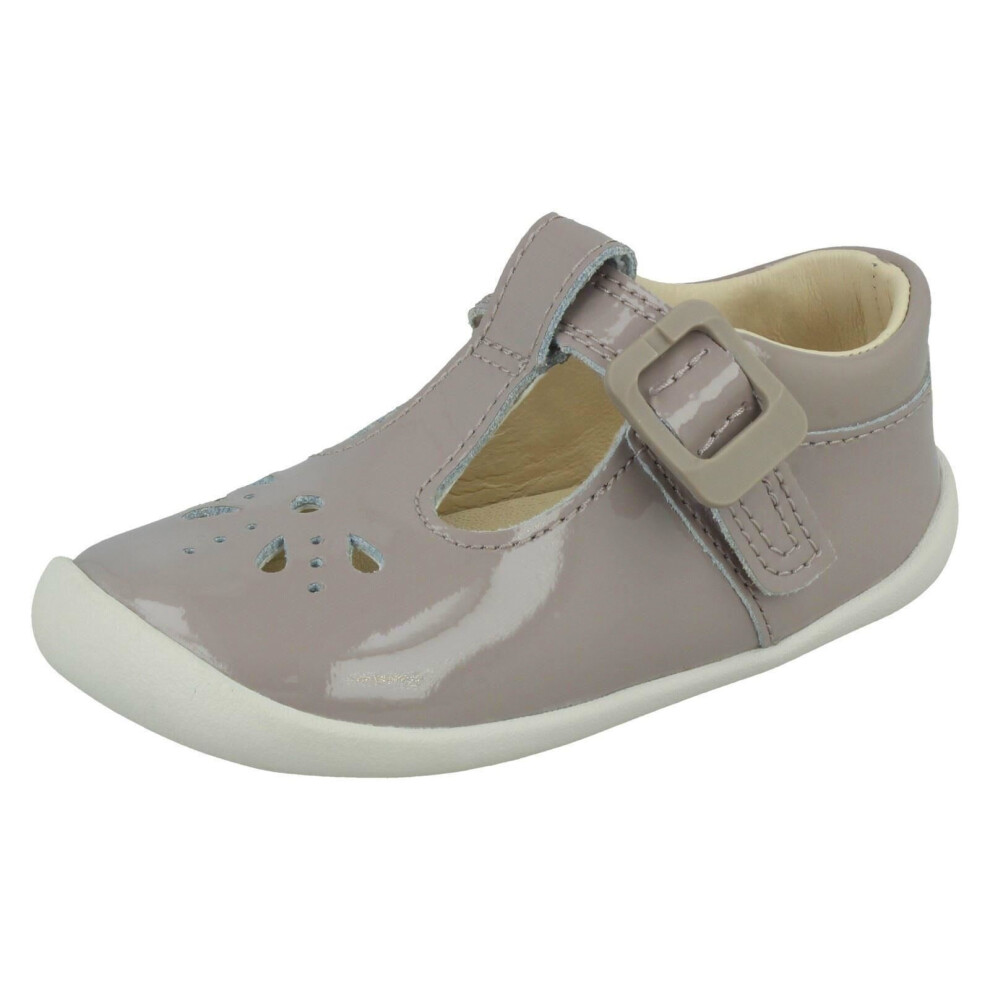 (Pink, UK 5.5 Infant) Girls Clarks Casual T-Bar Shoes Roamer Star - G Fit