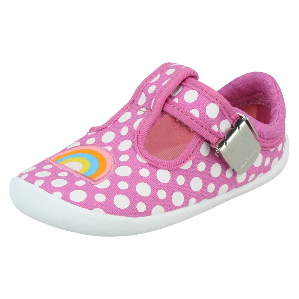 (Pink, UK 5.5 Infant) Girls Clarks T Bar Casual Shoe Roamer Sun T - G Fit