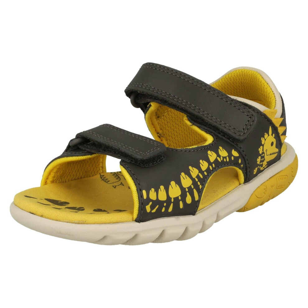 Clarks (, Uk 11.5 Child) Childrens Hook And Loop Sandals Rocco Tide K - G Fit Grey